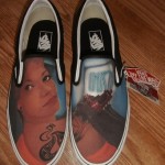 NWT BRAND NEW VANS SLIP ON CUSTOM CULTURE INK’D BLACK WHITE MENS SIZE 10.5 SHOES