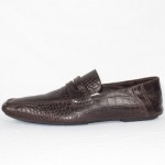 Cole Haan Mens Crocodile Print Brown Leather Casual Driving Shoes Sz. 11.5 M