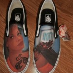 NWT BRAND NEW VANS SLIP ON CUSTOM CULTURE INK’D BLACK WHITE MENS SIZE 12 SHOES !
