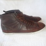 new HUGO BOSS ORANGE Santil DARK BROWN leather sneakers NIB