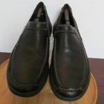 Mens sz 10.5 M black leather Clarks Privo lightweight loafers casual shoes