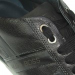 $330 Hugo Boss Black Label Leather Sneakers Black Mens Shoes 11 44 Trainers 10.5
