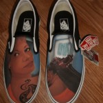 NWT BRAND NEW VANS SLIP ON CUSTOM CULTURE INK’D BLACK WHITE MENS SIZE 10 SHOES !