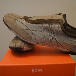 HUGO BOSS Orange Label QUIM Open Brown Linen Suede Shoe NIB 10 $225