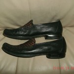 COLE HAAN BLACK / BROWN WOVEN TOP LOAFERS SIZE 8 B