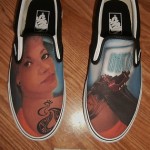 BRAND NEW VANS SLIP ON CUSTOM CULTURE INK’D BLACK WHITE MENS SIZE 9.5 SHOES COOL