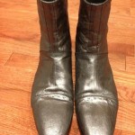 MEN’S DIESEL GUENO ANTHRACITE (GRAY) METALLIC LEATHER ANKLE BOOT, SZ 10.5 (EU44)