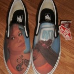 NWT BRAND NEW VANS SLIP ON CUSTOM CULTURE INK’D BLACK WHITE MENS SIZE 13 SHOES !