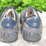 HUGO BOSS MEN BLACK LEATHER CASUAL SNEAKER STYLE SHOE (SIZE 43)