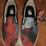 NWT BRAND NEW VANS SLIP ON CUSTOM CULTURE INK’D BLACK WHITE MENS SIZE 11 SHOES !