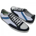 $225 HUGO BOSS Green Label White Navy Blue Sneakers Mens 12 45 Trainers 11.5