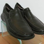 Mens sz 10.5 M black leather Clarks Privo lightweight loafers casual shoes