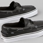 New! VANS ZAPATO DEL BARCO Mens Sz 9 LEATHER BLACK Classic Casual Deck Shoe