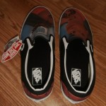 NWT BRAND NEW VANS SLIP ON CUSTOM CULTURE INK’D BLACK WHITE MENS SIZE 12 SHOES !