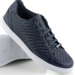 $495 Hugo Boss Premium Leather Sneakers ‘Hermon’ Size 10 US (9 UK) in Dark Blue