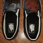 BRAND NEW VANS SLIP ON CUSTOM CULTURE INK’D BLACK WHITE MENS SIZE 9.5 SHOES COOL