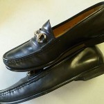 Cole Haan Men’s Slip On Black Leather Shoe With Silver Buckle Size 8M EUC