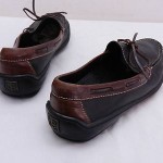 Mens 10.5 M COLE HAAN Black & Brown Leather Moc Toe Tie Loafers Boat Shoes