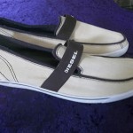 Mens Diesel slip on tennis shoe tan natural size 9