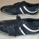 HUGO BOSS ORANGE Navy & White Leather w/ Gray Suede Sneakers Shoes 41 / 8 –  8.5