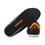 Diesel Mens Dynamykal Black Orange Casual Leather Lace Up Sneakers Shoes
