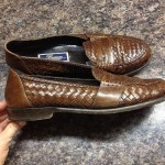 Men’s Sz. 11 Bragano Cole Haan Woven Brown Italian Leather Loafers Dress Shoes