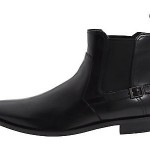 Hugo Boss Mens Boots Laxis Black Leather With Strap Buckle Dress Ankle Boots