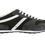Hugo Boss Mens Sneakers Orange Label Orlenno Dk. Gray Lace Up Textile Suede