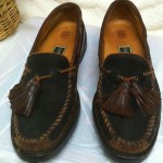 Cole Haan Black/Brown Suede Leather Loafers w/Tassels Men’s Shoes Size 8.5M