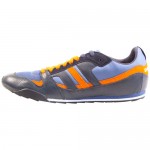 Diesel Mens Gunner Blue Orange Casual Leather Lace Up Sneakers Shoes