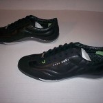 Hugo Boss Green Mens Gilmour Black Leather Trainers Fashion Sneakers EU 45 US 12