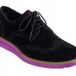Mens Cole Haan Lunargrand Black Pink Suede Wingtip Shoes