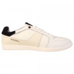Diesel Mens Chill Out White Casual Leather Lace Up Sneakers Shoes