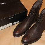 Brand New w Box Hugo Boss Hekkio Leather Wingtip Boots for Men, Size US 7