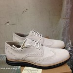 Brand New Cole Haan Lunargrand Wing Tip Ivory Suede/Black Size 9