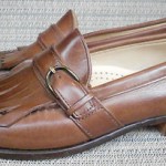 MENS COLE HAAN DRESS SHOES SIZE 9C LIGHT BROWN LEATHER SLIP ON BUCKLE LOAFERS