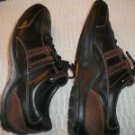 COLE HAAN Men’s Size 9 1/2 M Sneaker Casual Shoes BLACK LEATHER BROWN SUEDE TRIM