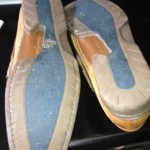 Cole Haan Blue Suede and Tan Leather tassel loafers. 11.5M