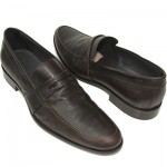 $345 Hugo Boss ITALY Dark Brown Penny Loafers Dress Mens Shoes 8 41 26 Casual