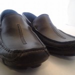 CLARKS |  MANSELL MENS BLACK LEATHER DRIVING MOC TOE SLIP ON LOAFERS SHOES (9 M)