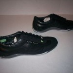 Hugo Boss Green Mens Gilmour Black Leather Trainers Fashion Sneakers EU 45 US 12