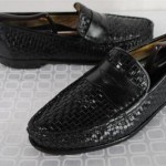 COLE HAAN Woven Black Leather Penny Loafers Casual Dress Shoes 12M 12 M