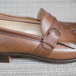 MENS COLE HAAN DRESS SHOES SIZE 9C LIGHT BROWN LEATHER SLIP ON BUCKLE LOAFERS