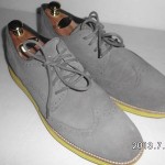 COLE HAAN LUNARGRAND WINGTIP OXFORD CHARCOAL YELLOW SUEDE SHOES SIZE 11 5M