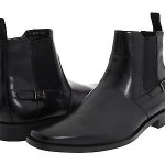 Hugo Boss Mens Boots Laxis Black Leather With Strap Buckle Dress Ankle Boots