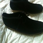 Clarks Wallabee Originals Mens BLACK Suede Shoes Sz 9.5