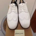 Brand New Cole Haan Lunargrand Wing Tip Ivory Suede/Black Size 11.5