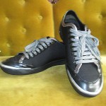 BLACK WITH SILVER TRIM HUGO BOSS FASHION ATHLETIC OXFORDS SIZE 8.5 EUR 42