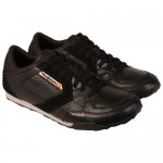 Diesel Mens Dynamykal Black Casual Leather Lace Up Sneakers Shoes
