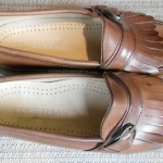 MENS COLE HAAN DRESS SHOES SIZE 9C LIGHT BROWN LEATHER SLIP ON BUCKLE LOAFERS